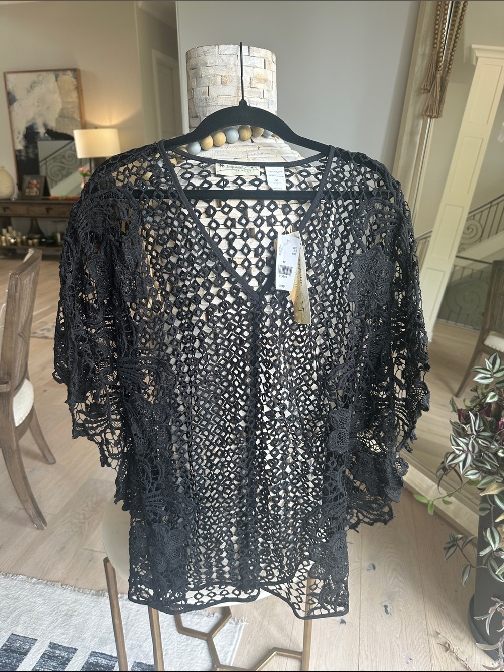 Black Crochet Tunic Cover-Up